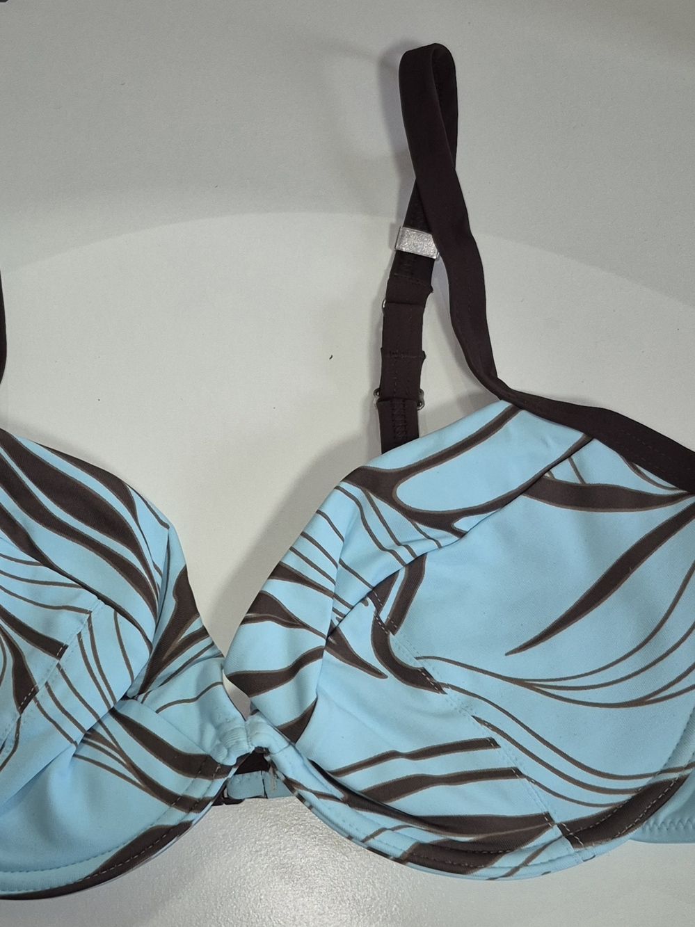 Fantasie Blue and Brown Abstract Underwire Bikini Top